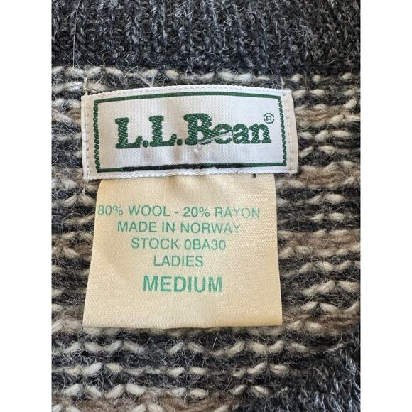 Vintage LL Bean Norway Wool Ladies Nordic Cardigan Sweater Gray Size Medium - Picture 5 of 11